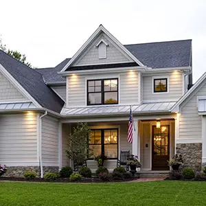 Mid-class home with light gray siding